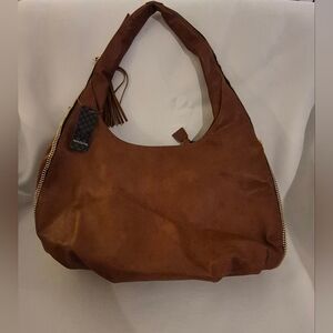 Massini Brown Faux Leather Hobo Bag
